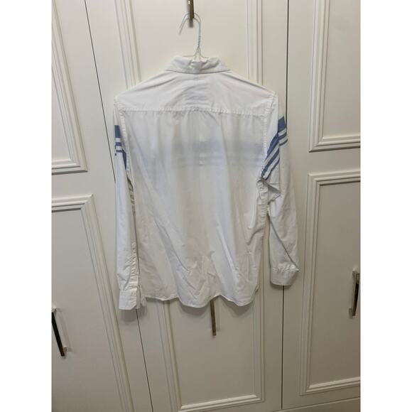 Native Code Men's White Button-Up Shirt Blue Stripes‎ Long Sleeve Casual Medium - Picture 5 of 5